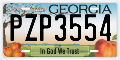 GA license plate PZP3554