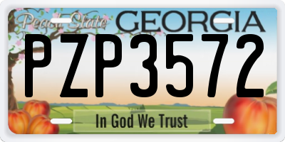 GA license plate PZP3572