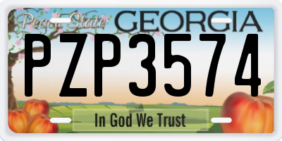 GA license plate PZP3574