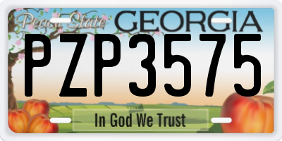 GA license plate PZP3575