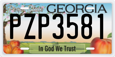GA license plate PZP3581