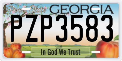GA license plate PZP3583