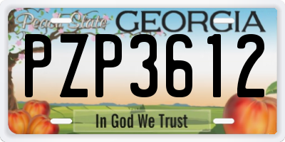 GA license plate PZP3612