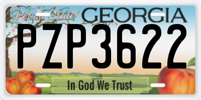 GA license plate PZP3622