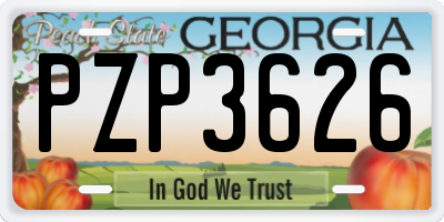 GA license plate PZP3626