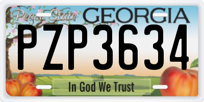 GA license plate PZP3634