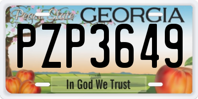GA license plate PZP3649
