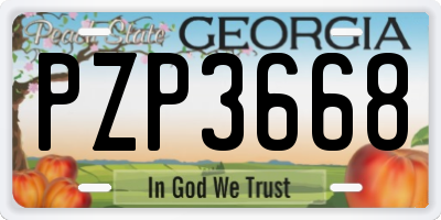 GA license plate PZP3668
