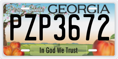 GA license plate PZP3672