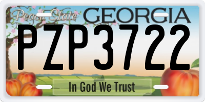 GA license plate PZP3722