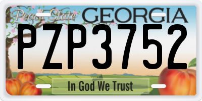 GA license plate PZP3752