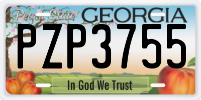 GA license plate PZP3755