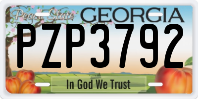 GA license plate PZP3792