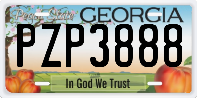 GA license plate PZP3888
