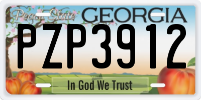 GA license plate PZP3912
