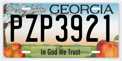 GA license plate PZP3921