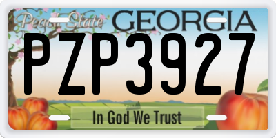 GA license plate PZP3927