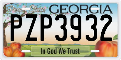 GA license plate PZP3932