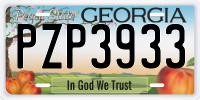 GA license plate PZP3933