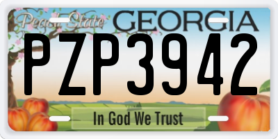 GA license plate PZP3942
