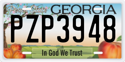 GA license plate PZP3948