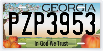 GA license plate PZP3953