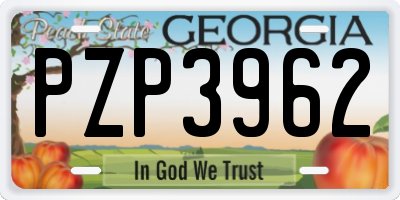 GA license plate PZP3962