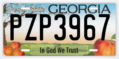 GA license plate PZP3967