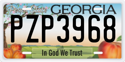 GA license plate PZP3968