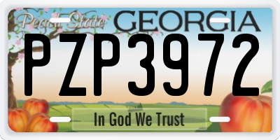 GA license plate PZP3972