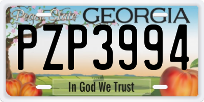 GA license plate PZP3994
