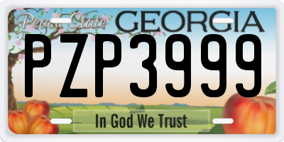 GA license plate PZP3999