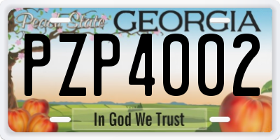 GA license plate PZP4002