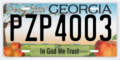 GA license plate PZP4003