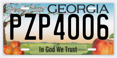 GA license plate PZP4006