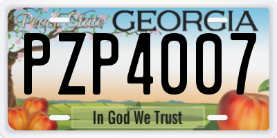 GA license plate PZP4007