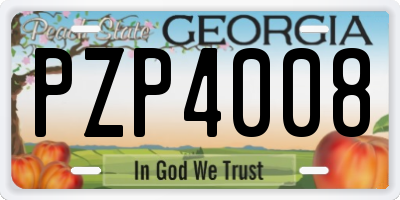 GA license plate PZP4008