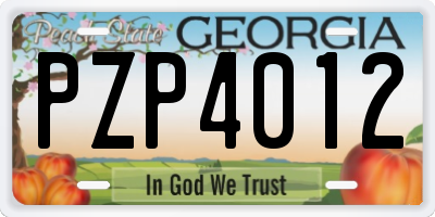 GA license plate PZP4012