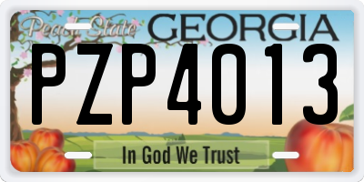 GA license plate PZP4013