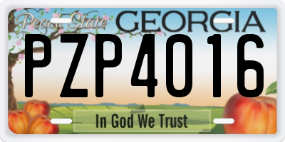GA license plate PZP4016