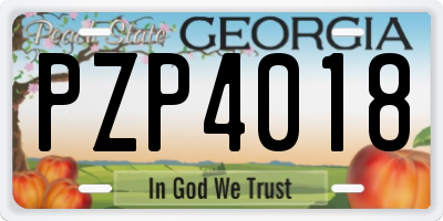 GA license plate PZP4018