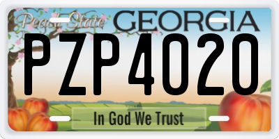 GA license plate PZP4020