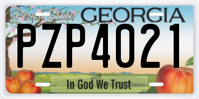 GA license plate PZP4021
