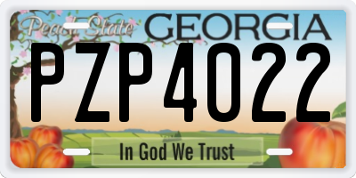 GA license plate PZP4022