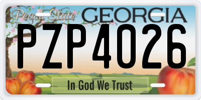 GA license plate PZP4026