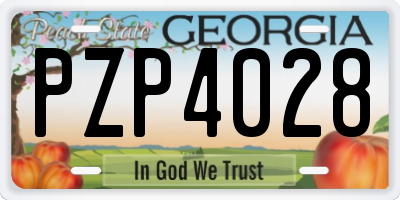 GA license plate PZP4028