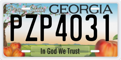 GA license plate PZP4031