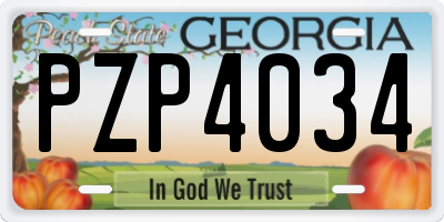 GA license plate PZP4034