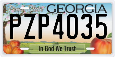 GA license plate PZP4035