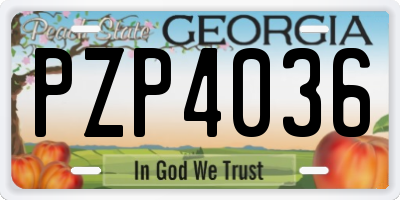 GA license plate PZP4036